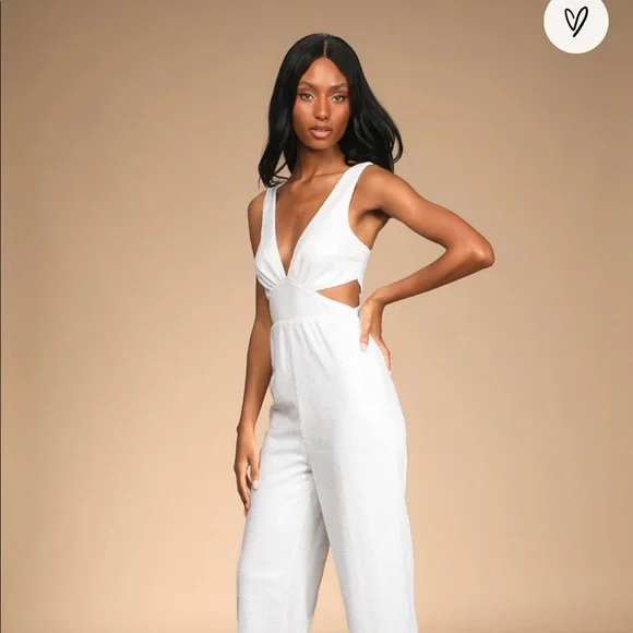 Lulus white sequin jumpsuit - new with tags! Size XS - Picture 2 of 7